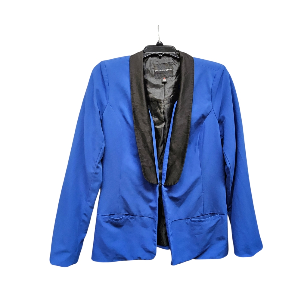 Rock & Republic Royal Blue & Black Blazer Hook & Eye Closure Lined Size M